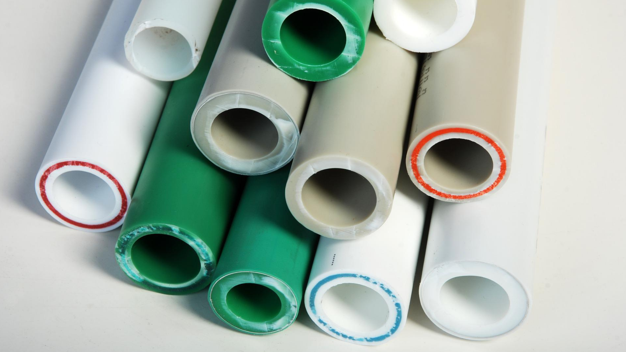 Condale plastics pipes of varying colours